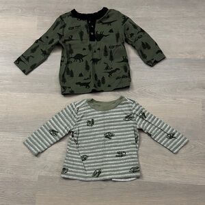 Old Navy- Size 12-18 Months, Lot of 2 Dinosaur Print Long Sleeve Shirts.